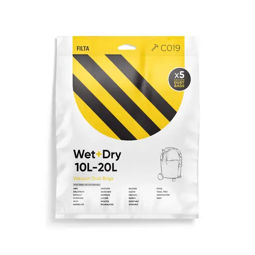 Filta Wet & Dry 20lt SMS Multi Layered Vacuum Cleaner Bags 5 Pack (C019)