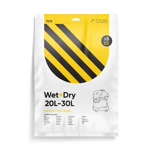 Filta Wet & Dry 30lt Microfibre Vacuum Cleaner Bags 5 Pack