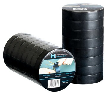 PVC Electrical Insulation Tape - Black, 18mm x 20m x 180mu - Matthews