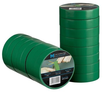 PVC Electrical Insulation Tape - Green, 18mm x 20m x 180mu - Matthews
