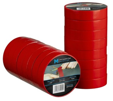 PVC Electrical Insulation Tape - Red, 18mm x 20m x 180mu - Matthews