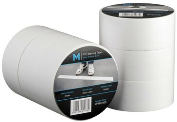 PVC Floor Marking Tape - White, 48mm x 33m x 150mu - Matthews