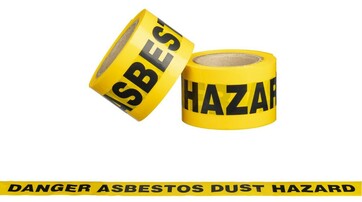 Danger Asbestos Barrier Tape - Yellow/Black, 75mm x 50m x 85mu - Matthews
