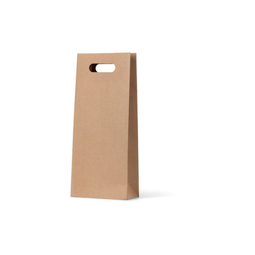 Brown Kraft Die Cut Double Wine Bag - Bee Dee