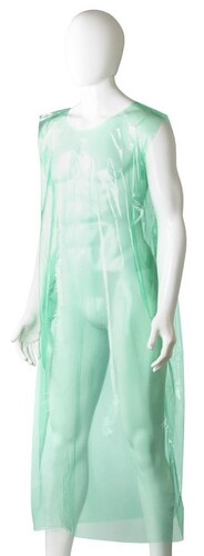 Polyethylene Sleeveless Aprons - Green, 800mm x 1400mm x 30mu      - Matthews