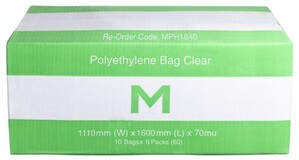 FP Polyethylene Bag - Clear, 1110mm x 1600mm x 70mu - Matthews