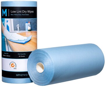 Low Lint Dry Wipes - Blue, 300mm x 500mm, 90 Sheets, 80gsm  *Ultra Low Lint - Matthews