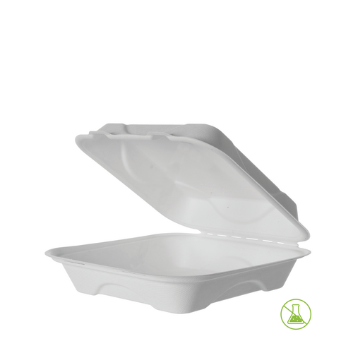 Sugarcane Clamshell, 9x9x3in White 230 x 230 x 75 - Detpak